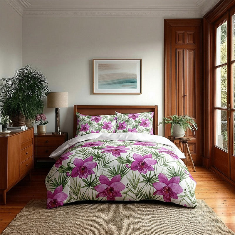 Duvet Cover And Pillowcase Set Flower Design Bed Linen