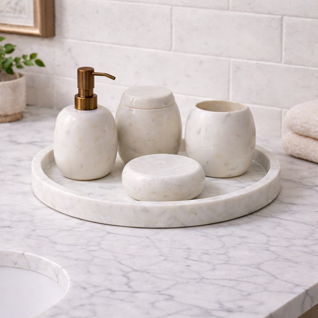 White Marble Bathroom Set (5 pieces)