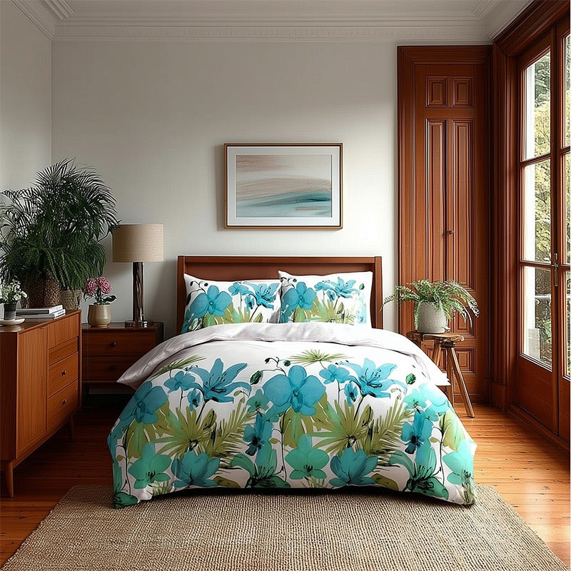 Duvet Cover And Pillowcase Set Flower Design Bed Linen