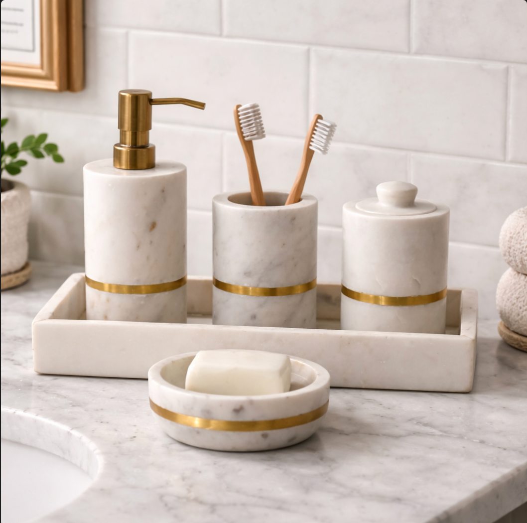 Brass Inlay Bathroom set (5 pieces)